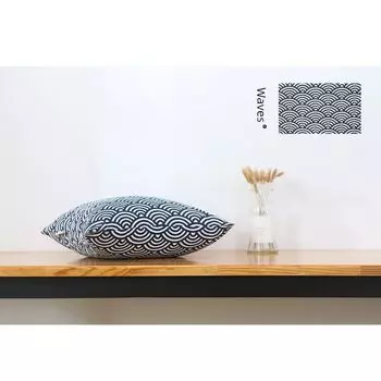 Japanese Retro Wind Corrugated Cotton Linen Thickened Fabric Craft Pillow Cushion Sofa Cushion Automotive Waist Cushion Bay Window Backrest Wind waves 30*50cm (without core)