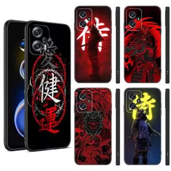 Японский самурайский арт черный силиконовый чехол для телефона Xiaomi POCO X3 X4 NFC F3 F4 GT F5 M3 M4 M6 X5 X6 Pro 5G C55 C65 M5 POCO M3 Pro