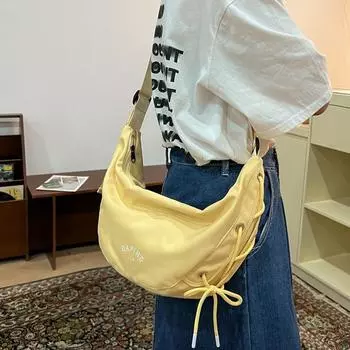 Japanese Satchel Fashion Versatile Sweet Messenger Bag Design Sense Drawstring Shoulder Bag Dumpling Bag Women розовый