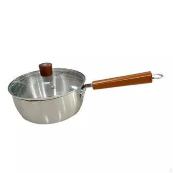 Японская кастрюля для молока, многоцелевая универсальная кастрюля с крышкой, ручка из дерева для дома Diameter 18cm
