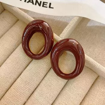 Japanese Simple Design Sense Irregular Drip Glaze Hollow Round Earrings Design Personalized Stud Earrings Versatile Earrings