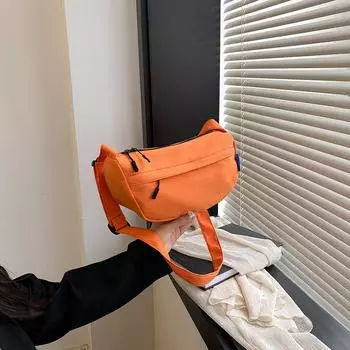 Japanese simple nylon bag women s 2025 casual versatile mobile phone small square bag student sports oblique span small bag чёрный