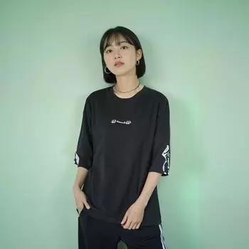 Japanese Single 2024 Summer Cotton Chubby Girl Plus Size Loose New Fashion All-Match round Neck Short Sleeve T-shirt for Women Slim Looking Black 4L