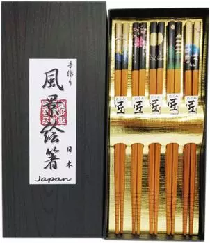 Japanese souvenir set of 5 chopsticks Japanese landscape picture 5Sets Beautiful Japanese [Chopsticks / View]