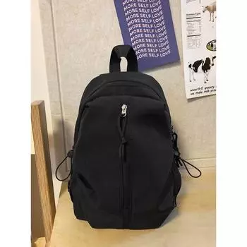 Japanese Spring Outing Lightweight Backpack Girl Casual Shopping Small Backpack Male Student Class iPad Tablet Bag Black [small size] No pendant