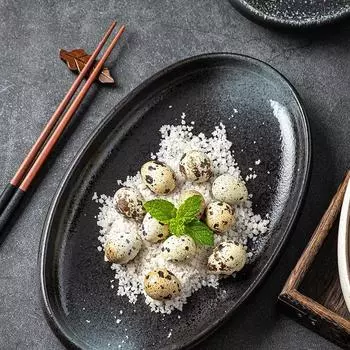 Japanese steamed fish dish home new ceramic personality large oval. Fish dish and vegetable dish