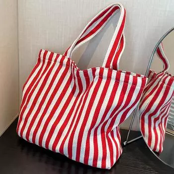 Japanese Striped Underarm Bag Large Capacity Commuting Class Shoulder Bag Fashionable and Versatile Personality Niche Design Tote Bag