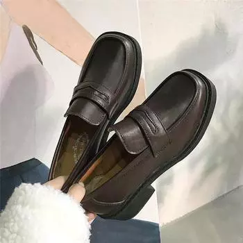 Японская студенческая обувь Девчачья обувь в стиле Лолиты JK Commuter Uniform Shoes Лоферы Повседневные туфли Мэри Джейн на платформе милые Harajuku 4.5 чёрный