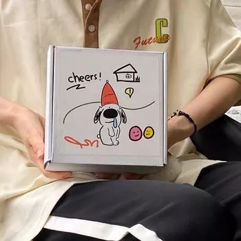 Japanese-Style Burnt Wine Glass, Cartoon Cute Runny Nose Puppy Glass, Small Wine Glass, Juice Couple Cup Gift Set. can go into the dishwasher 320ml