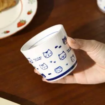 Japanese-style Cute Cat Ceramic Small Teacup,180ml Espresso Coffee Cup Household Drinking Tumblers Drinkware Christmas Cups 180ML