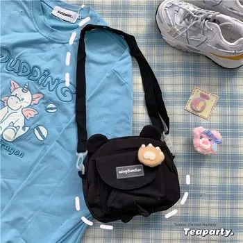 Japanese Style Girl s Crossbody Bag South Korea Chic Cartoon Black
