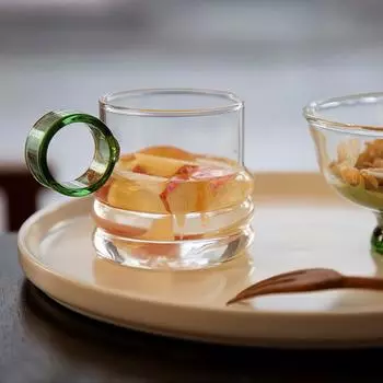 Japanese-style Heat-resistant Tea Cup Transparent Water Cup Milk Coffee Juice Cup Handle Round Glass Household Drinking Utensils