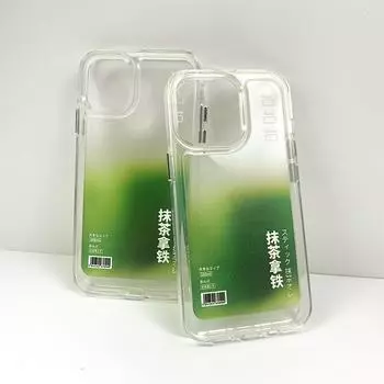 Japanese Style Matcha Latte Gradient Transparent Unique Phone Case Compatible And Suitable For iPhone15 14 13mini/12/11promax/xsmax/xr XXS