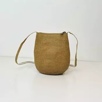 Japanese Style Non-Printed Woven Bag Women s Shell Bag Paper Woven Shoulder Bag Crossbody Bucket Bag YKK Bronze Zipper Small Bag Shell-like (light brown)