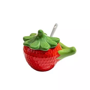 Japanese Style Oil Bottle Ceramic Condiment Can Strawberry Seasoning Jar Sugar Red Single Spice Jar