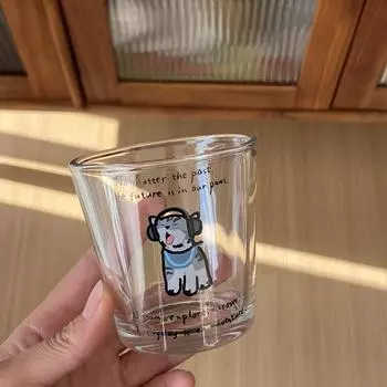 Japanese-Style Small Wine Glass, Niche Ins Cartoon Repair Hook Glass, High Temperature Resistant Small Wine Cup, Coffee Cup, Gift Box. Dishwasher 190ml