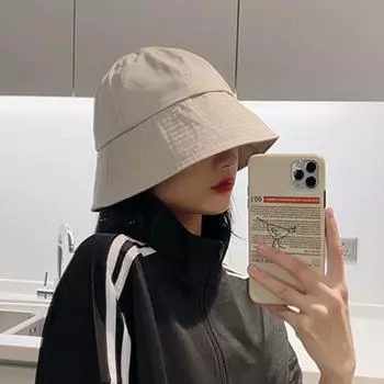 Japanese Style South Korea Outdoor Bucket Hat Women s Spring and Summer Foldable Sun Hat Sun Protection Sun Hat Ins All-Matching Hat Tide Bell Cap-Beige All yards