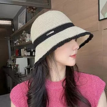Japanese Style Straw Bucket Hat Women s Spring/Summer New Arrival Cut Out Breathable and UV-Resistant Sun Hat Beach Face Cover Sun Hat C3723 Milk White M(56-58cm)