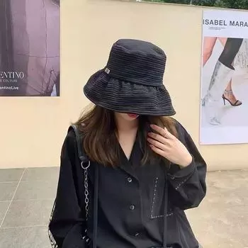 Japanese Style UV UV Protection Big Brim Fisherman Hat Female Spring and Summer Travel Sun Protection Sunshade Circumference Big Cap Female Foldable Black One size