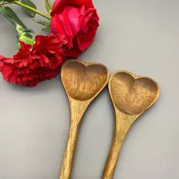 Japanese Tableware Wooden Loving Heart Spoon Kitchen Dessert Coffee Spoon Stirring Cooking Tools