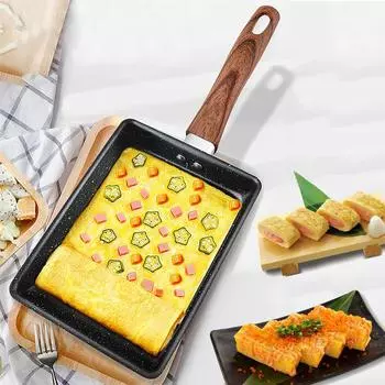 Japanese Tamagoyaki Flat Pan Traditional Egg Roll Frying Pan Non-Stick Meifashi Square Omelette Breakfast Cookware чёрный