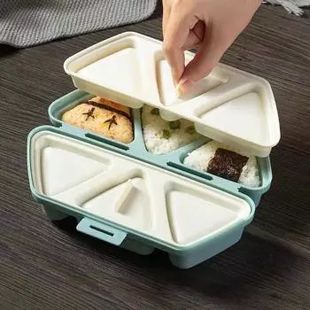 Japanese Triangular Six-in-one Mold Rice Ball, Portable Outdoor Picnic Sushi Bento Box, Picnic Lunch Box. One Size синий
