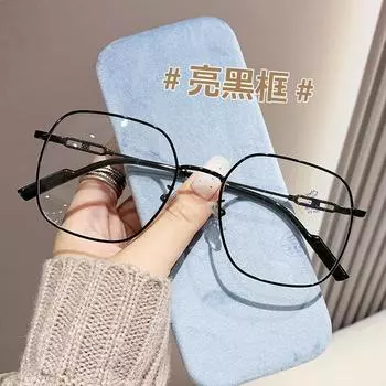 Japanese Ultra-Light Metal Square Small Frame Flat Glasses Polygonal Frame Trend Men S And Women S Myopia Glasses Frame Anti-blue light without degree