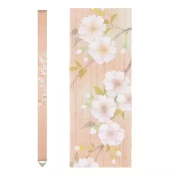 Japanese Wall Tapestry Hanging Scroll ( Doubled Flower Sakura ) Mini Long and Narrow / Made in Japan Linen 100% Japanese Asian Oriental Room Bedroom