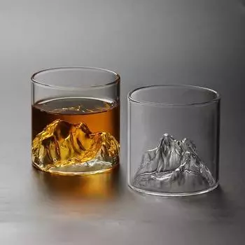 Japanese Whisky Glass Cup Creative Iceberg Design Glass Cup Mountain Water Glass Glacier Mug Fuji Artwork Gift 300ml