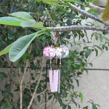 Japanese Wind Bell Handmade Glass Furin Home Decors Sakura Wind Chimes Garden Outdoor Wall Hanging Decorations Pendant Craft