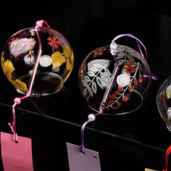 Japanese Wind Bell Japan Wind Chimes Romantic Flower Small Wind Bells Handmade Glass Furin Home Decors Spa Kitchen Office Decor небесно-голубой