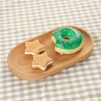 Japanese Wood Plate Tableware Beech Oval Tray Mini Solid Small Dinner Children s Dessert Cake