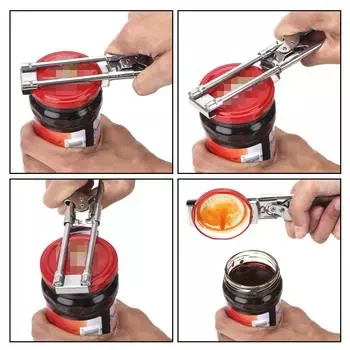 Jar Lid Opener Adjustable Gripper Can Opener Manual Stainless Steel Multifunctional серебряный