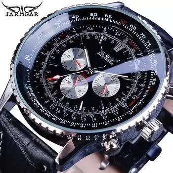 JARAGAR Business Top Watch Automatic Mechanical Watch Men s Three-Disk Six Pin Belt Watch Waterproof Luminous