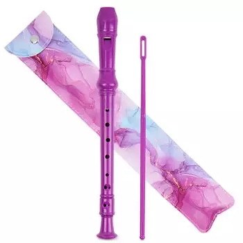 Jasenna Soprano Elementary School 8 Hole C Key Soprano Cleaning Fingering Leather Storage Bag Blue Recorder, Students, Beginners, Recorder, Stick,
