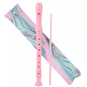 Jasenna Soprano Начальная школа 8 отверстий C Key Soprano Чистка Аппликатура Кожаная сумка для хранения Зеленый Блокфлейта, Студенты, Начинающие, Блокфлейта, Палочка,