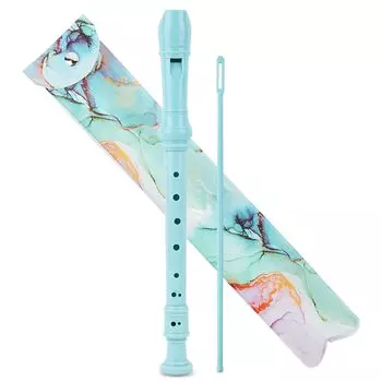 Jasenna Soprano Начальная школа 8 отверстий C Key Soprano Чистка Аппликатура Кожаная сумка для хранения Зеленый Блокфлейта, Студенты, Начинающие, Блокфлейта, Палочка,