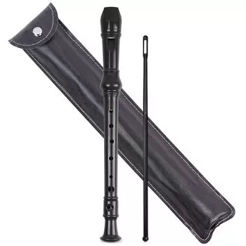 Jasenna Soprano Начальная школа 8 отверстий C Key Soprano Чистка Аппликатура Кожаная сумка для хранения Темный Блокфлейта, Студенты, Начинающие, Блокфлейта, Палочка,