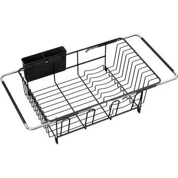 JASIWAY Выдвижная мойка, сушилка для посуды, сушилка для посуды, полка для сушки посуды, противохрупкая, 39.326.411.9 см, черная чёрный