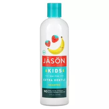Jason Natural, Нераздражающий детский шампунь Extra Gentle, с ароматом клубники и банана, 12 жидких унций (355 мл)