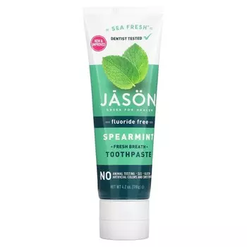Jason Natural, Sea Fresh, зубная паста, устраняющая неприятный запах изо рта, без фторида, со вкусом мяты, 4,2 унции (119 г)