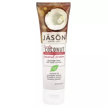 Jason Natural, Simply Coconut, отбеливающая зубная паста, кокосовый крем, 4,2 унции (119 г)
