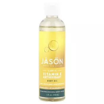 Jason Natural, Витамин E, антиоксидантное масло для тела, 5000 МЕ, 4 жидких унции (118 мл)