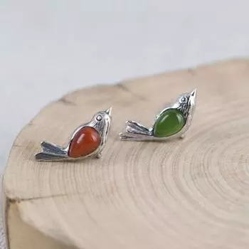 Серьги-гвоздики Jasper Nanhong женские, маленькие, свежие и милые, темпераментные, трехмерные серебряные серьги в виде птиц