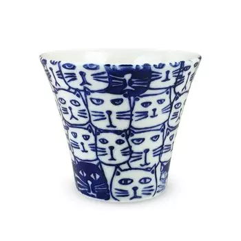 Jay Kitchens Isaozan Kiln Sake Glass подходит для микроволновой печи, посуда Hasami, изготовленная в Японии, узор Sake Ochoco, 130 куб. см, Cats Cat Blue (Саке/Холодный фарфор)