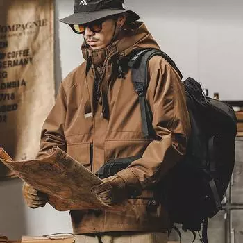 Jay Leno American Classic Retro Tooling Jacket Мужская куртка Мужская трендовая куртка Mountain Outdoor Coffee M кофейный