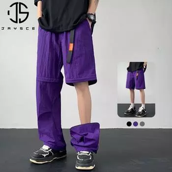 JAYSCE 2024, весенне-летние мужские быстросохнущие повседневные брюки в стиле хип-хоп, повседневные спортивные съемные брюки для пешего туризма на открытом воздухе M чёрный