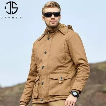 JAYSCE зимняя мужская плюшевая теплая ветровка в стиле Харадзюку, повседневная модная рабочая куртка с капюшоном, куртка для спорта на открытом воздухе, альпинистский костюм L чёрный