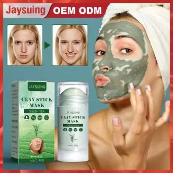 Jaysuing Чистая маска для лица Очищающая маска с зеленым чаем Маска-карандаш Твердая очищающая маска Глубоко увлажняющая сужающая поры пленка от черных точек и прыщей 40 г 40g