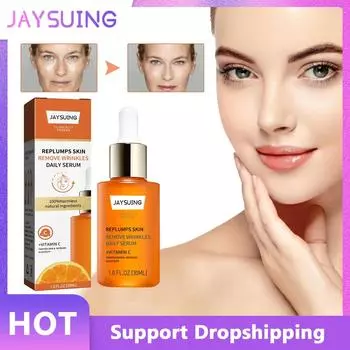 Jaysuing Сыворотка для мгновенного удаления морщин с витамином С, антивозрастная, увлажняющая, подтягивающая, укрепляющая кожа, выцветает, тонкие линии, эссенция для лица, 30 мл